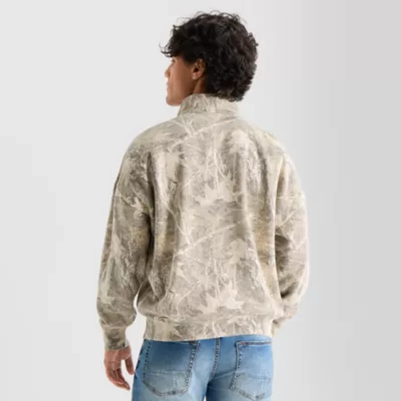 Arizona Mens Mock Neck Long Sleeve Quarter-Zip Pullover