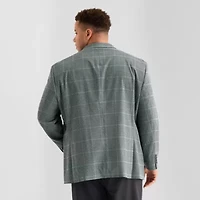 J. Ferrar Mens Big and Tall Plaid Classic Fit Sport Coat