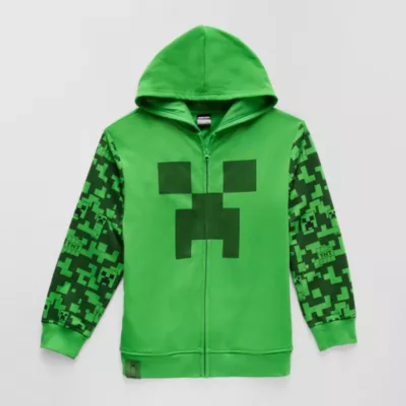 Little & Big Kid Boys Long Sleeve Minecraft Fleece Zipper Hoodie