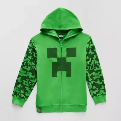 Little & Big Kid Boys Long Sleeve Minecraft Fleece Zipper Hoodie