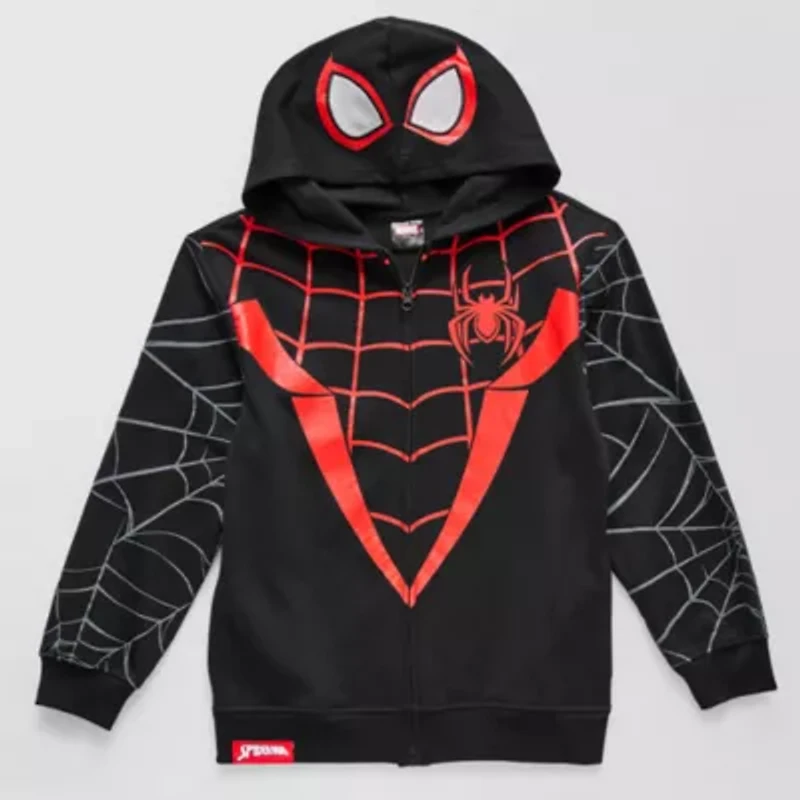 Miles Morales Little & Big Kid Boys Long Sleeve Spiderman Fleece Zipper Hoodie