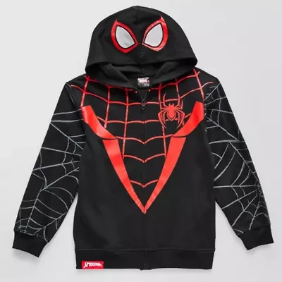 Miles Morales Little & Big Kid Boys Long Sleeve Spiderman Fleece Zipper Hoodie