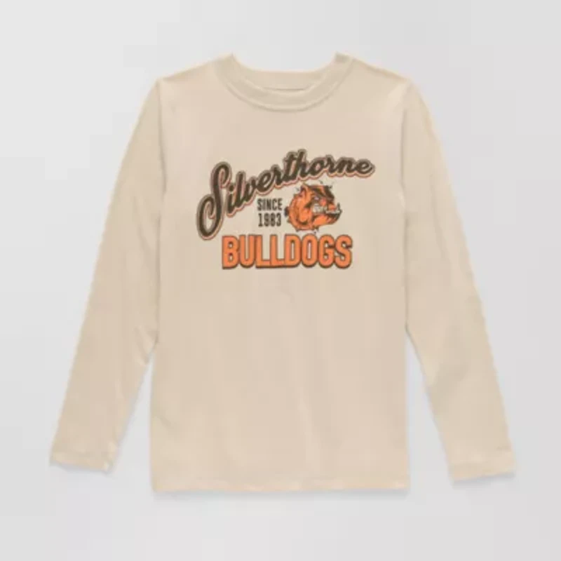 Thereabouts Little & Big Kid Boys Easy-on + Easy-off Sensory Friendly Crew Neck Long Sleeve Adaptive Regular Fit Graphic T-Shirt