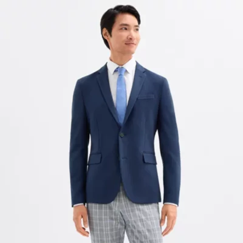 J. Ferrar Mens Knit Stretch Fabric Slim Fit Sport Coat