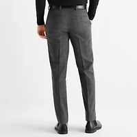 J. Ferrar Mens Windowpane Stretch Fabric Slim Fit Flat Front Suit Pant