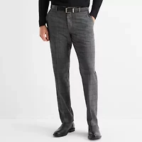 J. Ferrar Mens Windowpane Stretch Fabric Slim Fit Flat Front Suit Pant