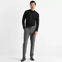 J. Ferrar Mens Windowpane Stretch Fabric Slim Fit Flat Front Suit Pant