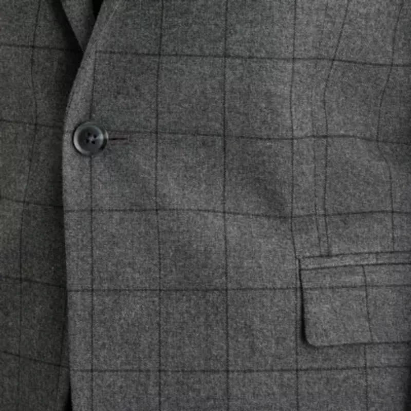 J. Ferrar Ultra Comfort Windowpane Mens Slim Fit Suit Jacket