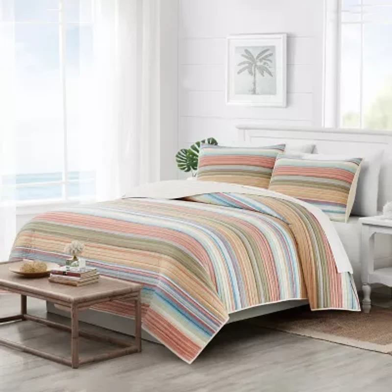 Oceanfront Resort Palm Beach Yarn Dye Stripe Quilt Set