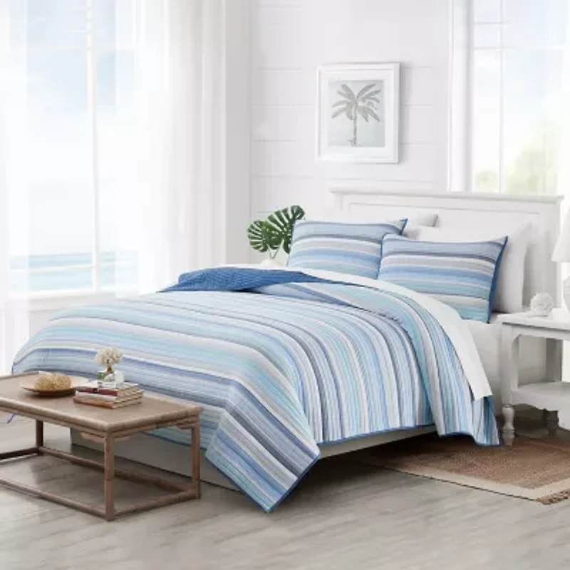 Oceanfront Resort Clearwater Yarn Dye Stripe Quilt Set