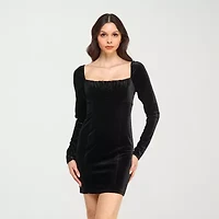 City Triangle Womens Long Sleeve Juniors Bodycon Dress