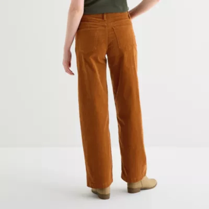 St. John's Bay Womens Mid Rise Wide Leg Corduroy Pant - Tall