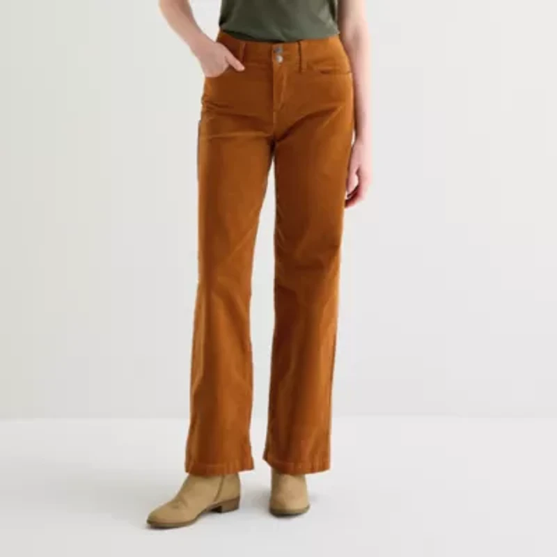 St. John's Bay Womens Mid Rise Wide Leg Corduroy Pant - Tall