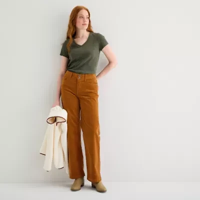 St. John's Bay Womens Mid Rise Wide Leg Corduroy Pant - Tall