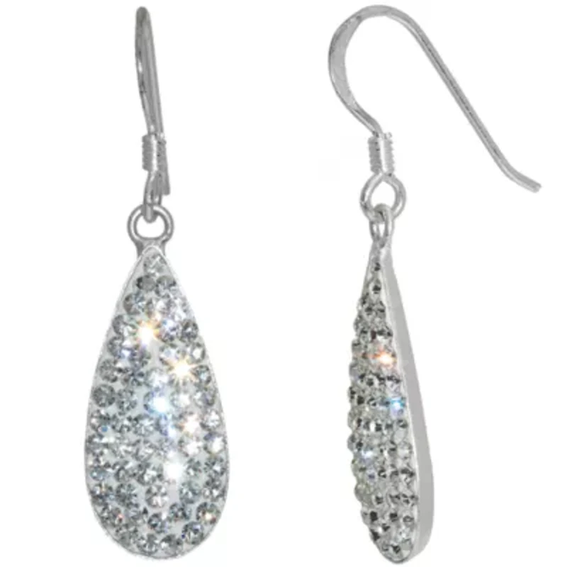 Sparkle Allure Womens Crystal Pure Silver Over Brass Drop Earrings