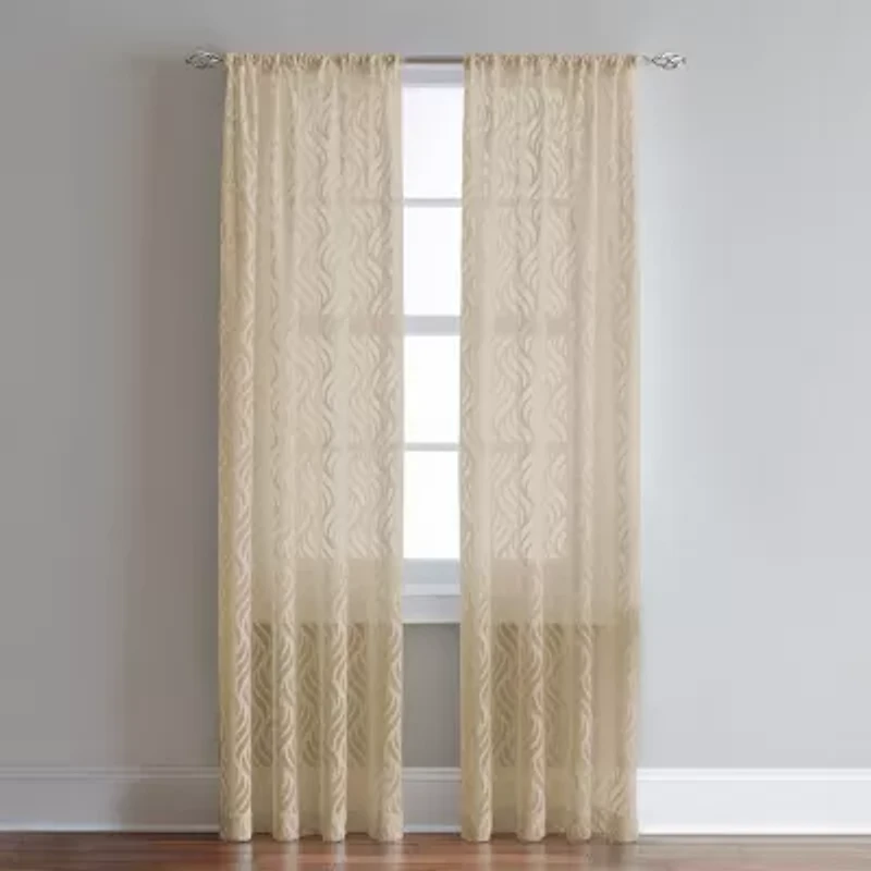 CHF Lyric Rod Pocket Sheer Single Curtain Panel