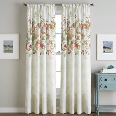 CHF Watercolor Floral Rod Pocket Light-Filtering Single Curtain Panel