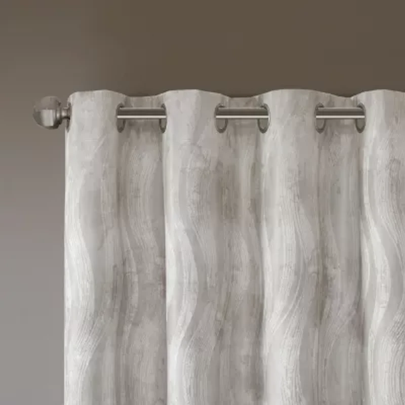 Madison Park Alastair Jacquard Grommet Top 100% Blackout Single Curtain Panel