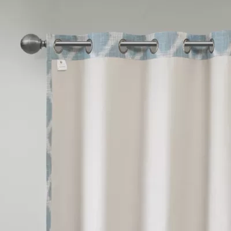 Sunsmart Kagen Ikat Geo Blackout Grommet Top Single Curtain Panel