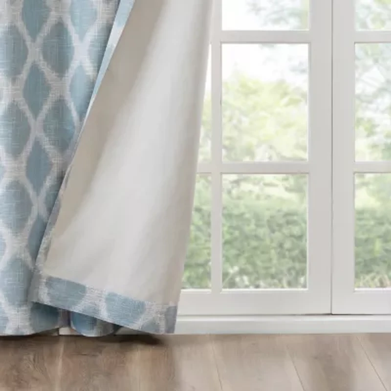 Sunsmart Kagen Ikat Geo Blackout Grommet Top Single Curtain Panel