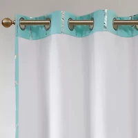 Intelligent Design Khloe Metallic Geometric Printed Grommet Top Energy Saving 100% Blackout Single Curtain Panel