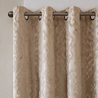 Madison Park Elysia Knitted Jacquard Damask Grommet Top Energy Saving 100% Blackout Single Curtain Panel