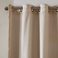 Madison Park Elysia Knitted Jacquard Damask Grommet Top Energy Saving 100% Blackout Single Curtain Panel