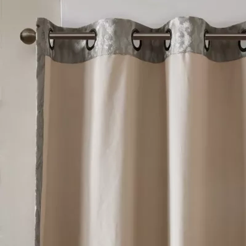 Madison Park Elysia Knitted Jacquard Damask Grommet Top Energy Saving 100% Blackout Single Curtain Panel