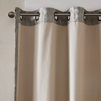 Madison Park Elysia Knitted Jacquard Damask Grommet Top Energy Saving 100% Blackout Single Curtain Panel