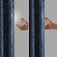 Madison Park Elysia Knitted Jacquard Damask Grommet Top Energy Saving 100% Blackout Single Curtain Panel