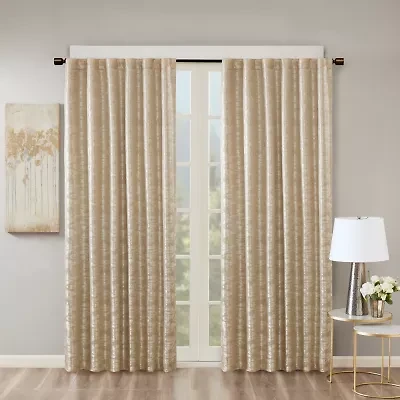 Madison Park Odessa Jacquard Rod Pocket Back Tab Energy Saving 100% Blackout Single Curtain Panel