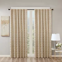 Madison Park Odessa Jacquard Rod Pocket Back Tab Energy Saving 100% Blackout Single Curtain Panel