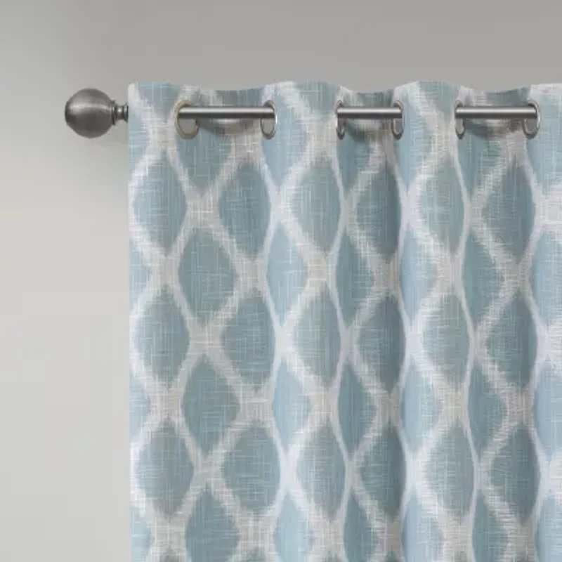 Sunsmart Kagen Ikat Geo Blackout Grommet Top Single Curtain Panel