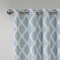 Sunsmart Kagen Ikat Geo Blackout Grommet Top Single Curtain Panel