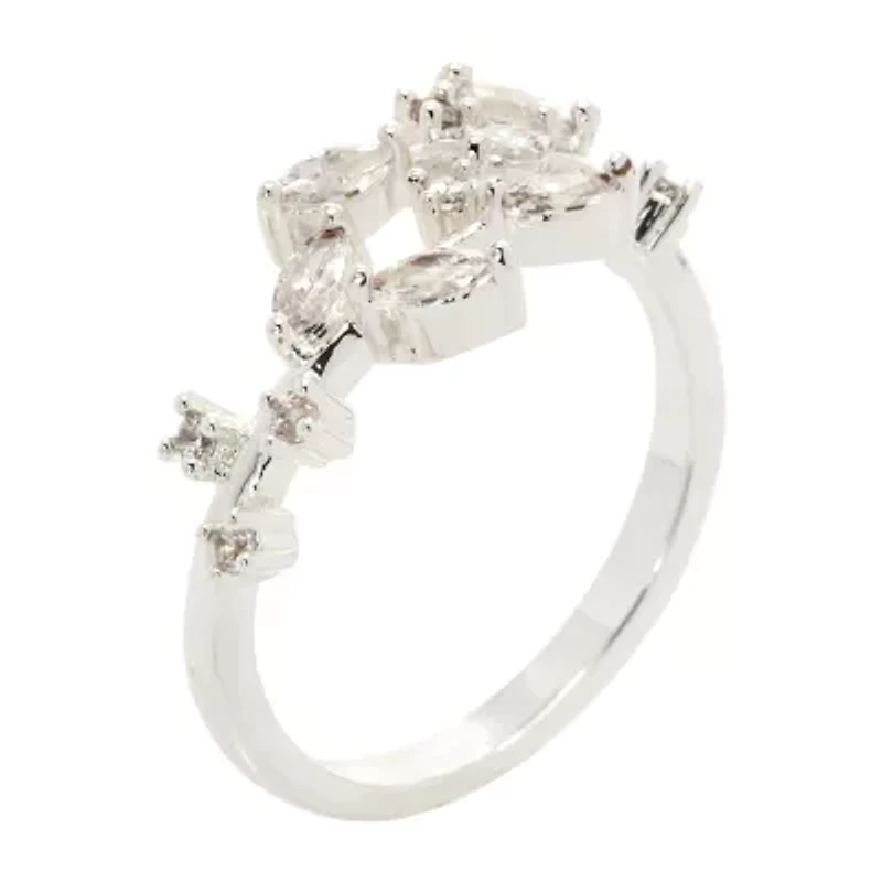 Sparkle Allure Womens White Cubic Zirconia Pure Silver Over Brass Hypoallergenic Bypass  Band