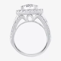 (I / Si1-Si2) Womens 3 CT. T.W. Lab Grown White Diamond 10K Gold Oval Side Stone Halo Engagement Ring