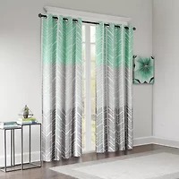 Intelligent Design Kennedy Geometric 50"W X 84"L Grommet Top 100% Blackout Single Curtain Panel
