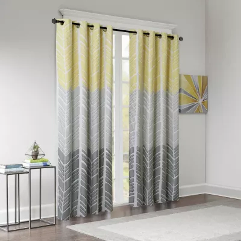 Intelligent Design Kennedy Geometric 50"W X 84"L Grommet Top 100% Blackout Single Curtain Panel