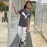 PUMA Big Kid Boys Crew Neck Short Sleeve Regular Fit Graphic T-Shirt