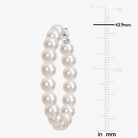 Womens White Cultured Freshwater Pearl Sterling Silver 43.9mm Hoop Earrings