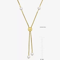 Womens White 18K Gold Over Silver 17 Inch Y Necklace