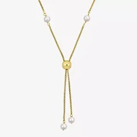 Womens White 18K Gold Over Silver 17 Inch Y Necklace