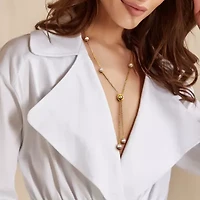 Womens White 18K Gold Over Silver 17 Inch Y Necklace