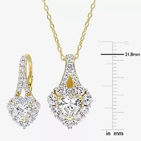 Womens Lab Created White Sapphire 18K Gold Over Silver Heart 2-pc. Jewelry Set