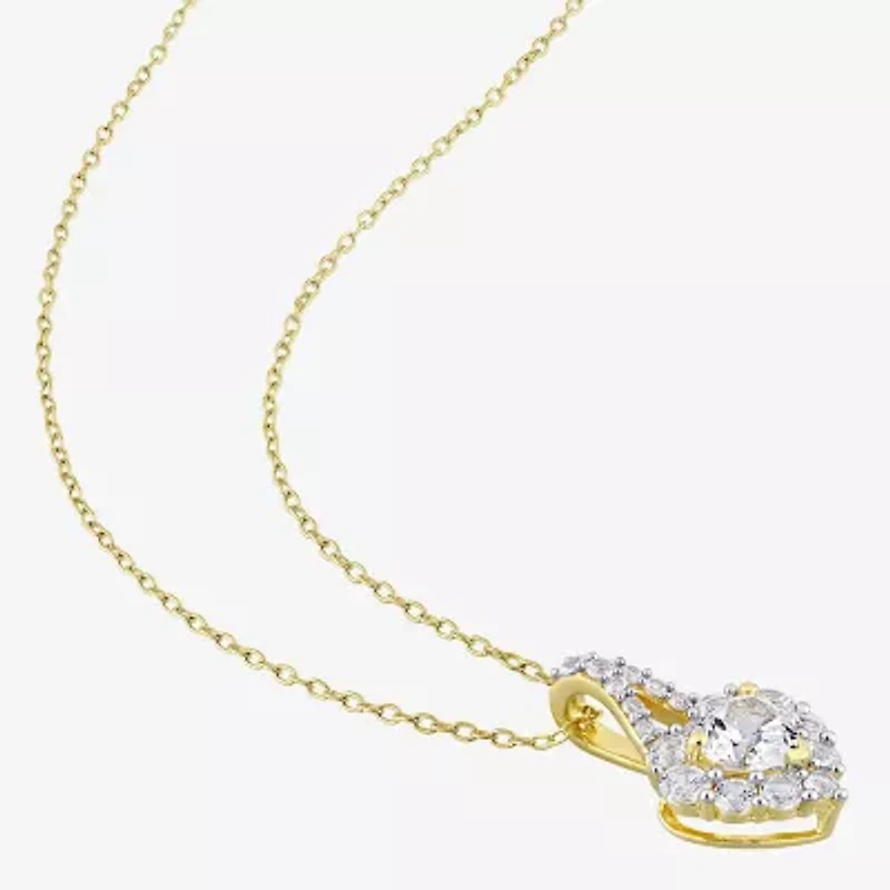 Womens Lab Created White Sapphire 18K Gold Over Silver Heart 2-pc. Jewelry Set