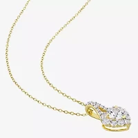 Womens Lab Created White Sapphire 18K Gold Over Silver Heart 2-pc. Jewelry Set