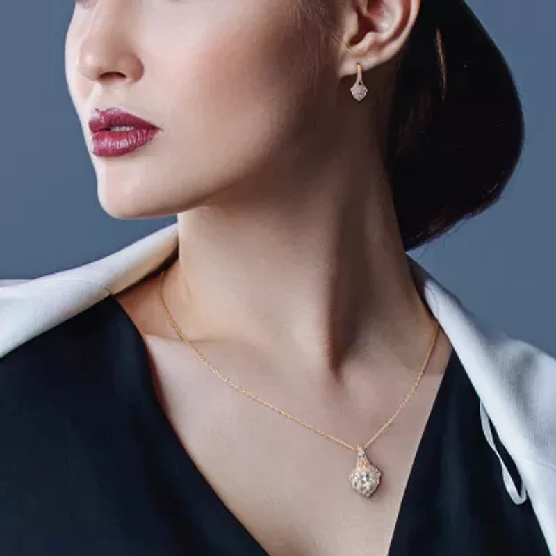 Womens Lab Created White Sapphire 18K Gold Over Silver Heart 2-pc. Jewelry Set