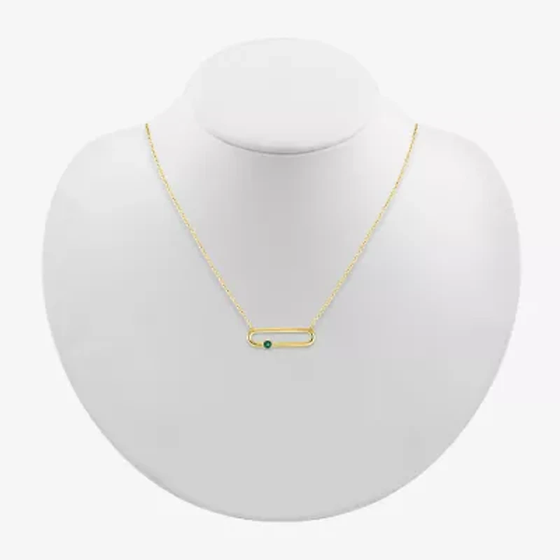 Womens Lab Created Green Emerald 14K Gold Over Silver 18 Inch Pendant Necklace