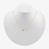 Womens Lab Created Green Emerald 14K Gold Over Silver 18 Inch Pendant Necklace