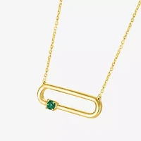 Womens Lab Created Green Emerald 14K Gold Over Silver 18 Inch Pendant Necklace